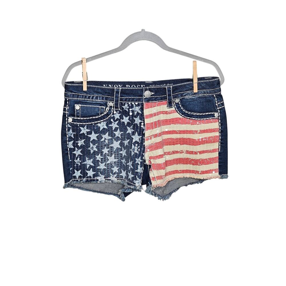 Knox Rose Shorts Mid Rise Midi Sequin American Flag Patriotic